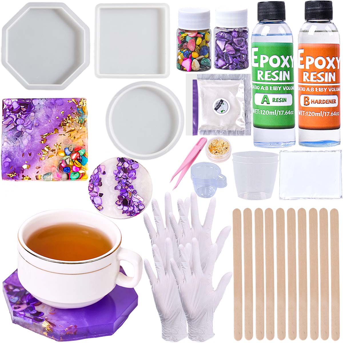 Epoxy Resin Ab - Kit per la creazione di sottobicchieri